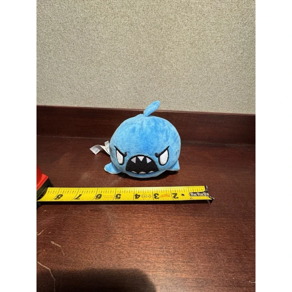 TeeTurtle  Reversible Blue Shark Plush Stuffed Toy Happy and Angry